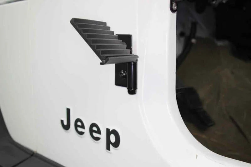 Fishbone Offroad 76-06 Jeep CJ YJ TJ Wrangler Foot Peg Set Gloss - Black - Back View