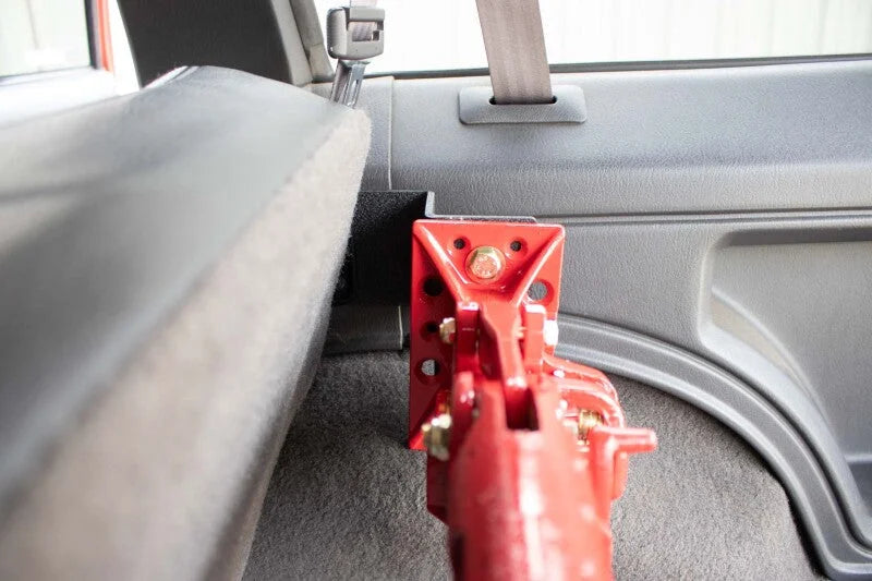 Fishbone Offroad 84-01 Jeep Cherokee XJ Rear Seat Hi-Lift Jack Mount - Side View