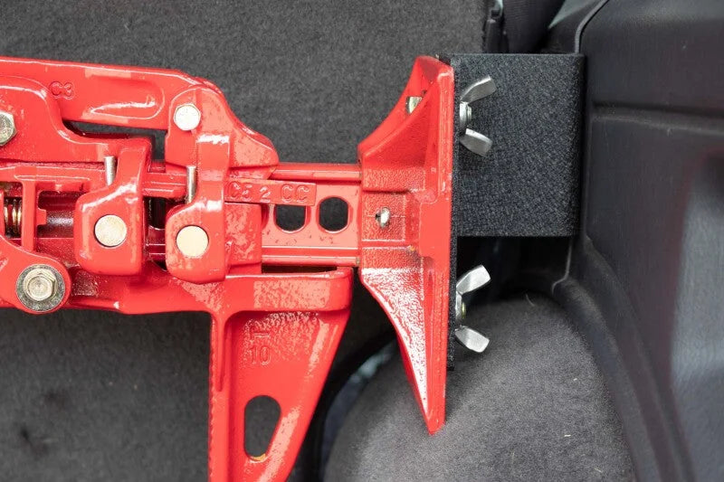 Fishbone Offroad 84-01 Jeep Cherokee XJ Rear Seat Hi-Lift Jack Mount - Back View