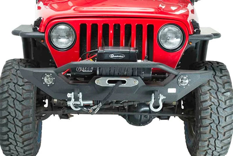 Fishbone Offroad 87-06 Jeep TJ/YJ Wrangler TJ/YJ Steel Front Bumper W/LEDs - Blk Textured Powercoat - Back View