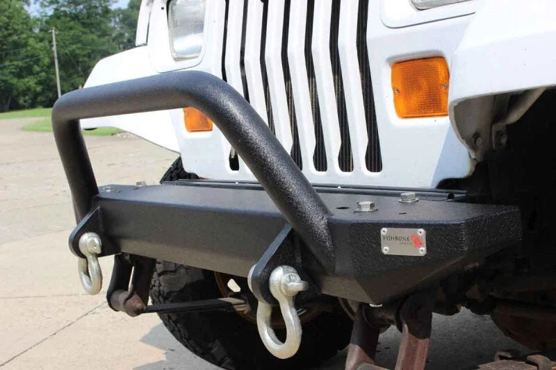 Fishbone Offroad 87-95 Jeep YJ YJ Wrangler Piranha Front Bumper w Tube Guard - Installation View
