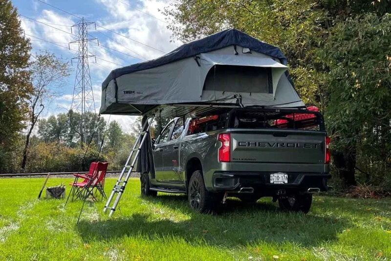 Fishbone Offroad 88-22 Chevy/GMC 74In Tackle Rack Long Bed - Installation View