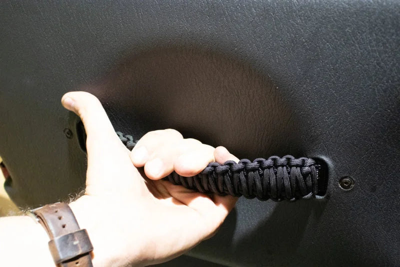 Fishbone Offroad 97-06 Jeep Wrangler Paracord Door Handles - Black - Back View