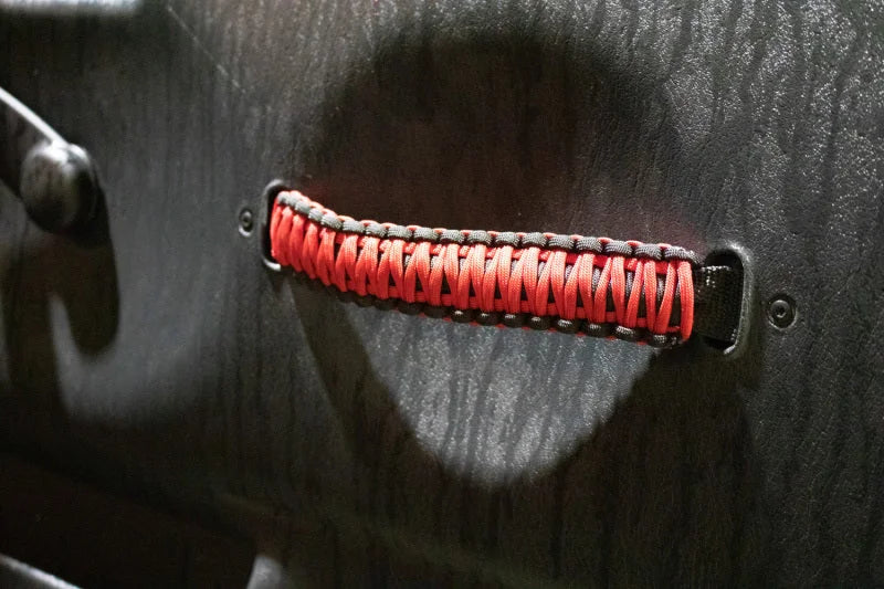 Fishbone Offroad 97-06 Jeep Wrangler Paracord Door Handles - Black/Red - Back View