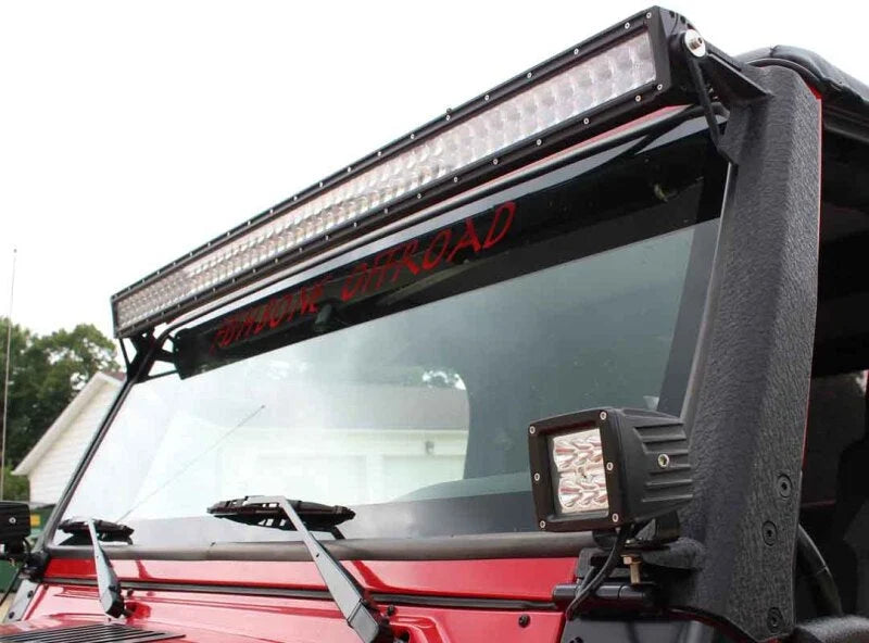 Fishbone Offroad 97-06 Jeep Wrangler TJ 52In Light Bar Bracket - Black Textured Powdercoat - Back View