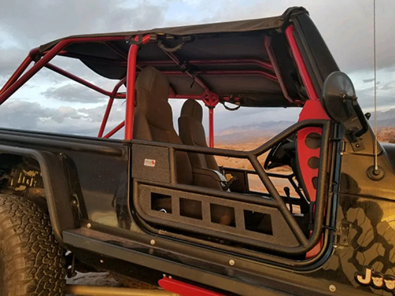 Fishbone Offroad 97-06 Jeep Wrangler TJ Front Tube Doors - Black Textured Powdercoat Steel - Side View