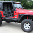 Load image into Gallery viewer, Fishbone Offroad 97-06 Jeep Wrangler TJ Front Tube Doors - Black Textured Powdercoat Steel - Installation View