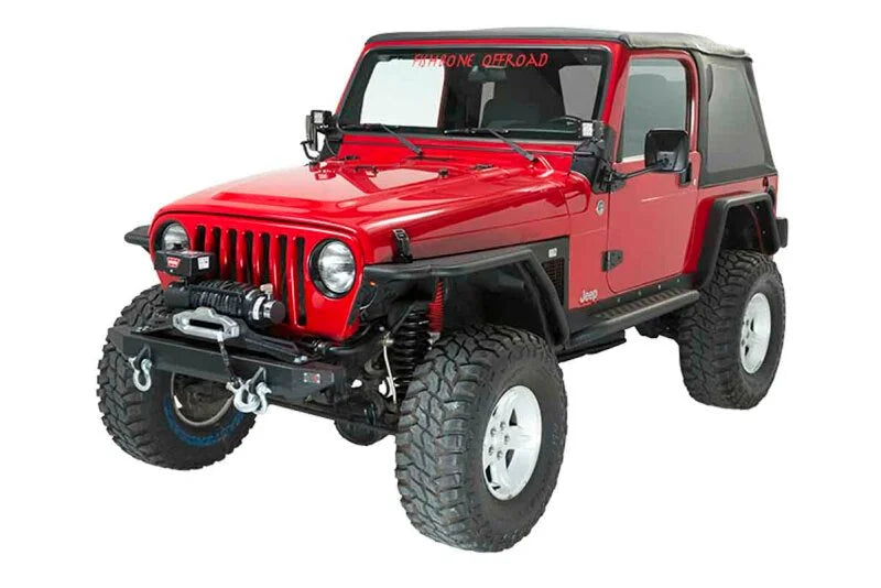 Fishbone Offroad 97-06 Jeep Wrangler TJ Rubicon Front Bumper - Blk Txtrd Powdercoat Piranha Series - Side View