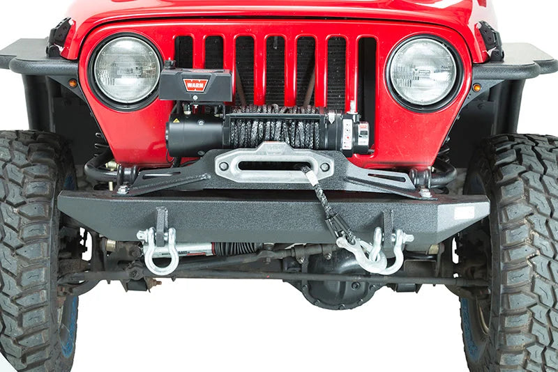 Fishbone Offroad 97-06 Jeep Wrangler TJ Rubicon Front Bumper - Blk Txtrd Powdercoat Piranha Series - Installation View