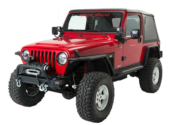 Fishbone Offroad 97-06 Jeep Wrangler TJ Rubicon Front Bumper W/Winch Guard - Blk Textured Powdercoat - Side View