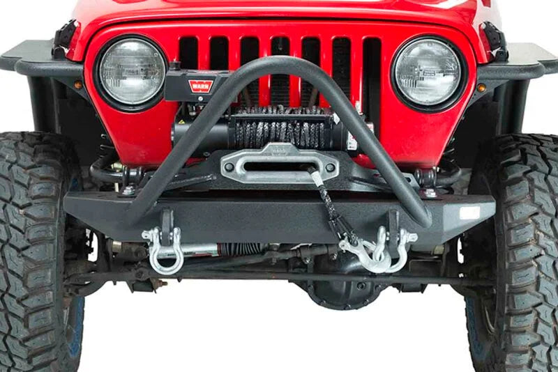 Fishbone Offroad 97-06 Jeep Wrangler TJ Rubicon Steel Front Bumper W/Stinger - Blk Txtrd Pwdercoat - Installation View