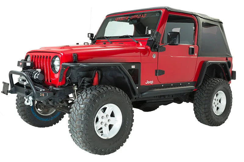 Fishbone Offroad 97-06 Jeep Wrangler TJ Steel Tube Fenders Front 3In Flare - Blk Textured Powdercoat - Side View