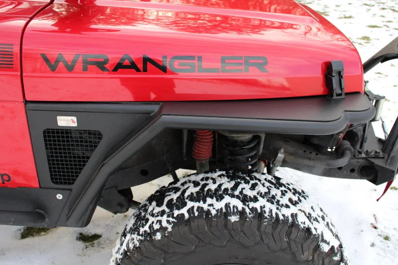 Fishbone Offroad 97-06 Jeep Wrangler TJ Steel Tube Fenders Rear 3In Flare - Blk Textured Powdercoat - Side View
