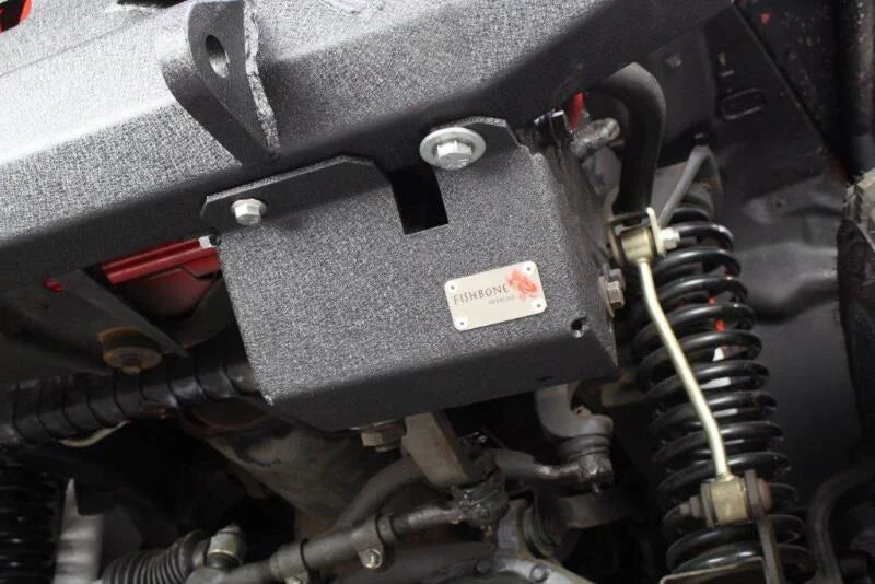 Fishbone Offroad 97-06 Jeep Wrangler TJ Steering Box Skid Plate - Black Textured Powdercoat - Back View