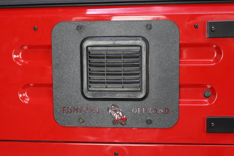 Fishbone Offroad 97-06 Jeep Wrangler TJ Tailgate Plate - Black Textured Powercoat Aluminum - Side View
