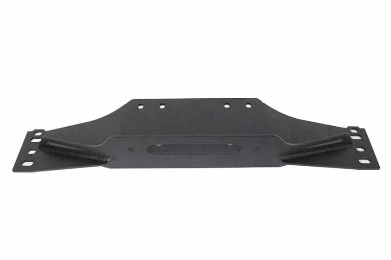Fishbone Offroad 97-06 Jeep Wrangler TJ Winch Plate Steel - Black Textured Powdercoat Piranha Series - Installation View