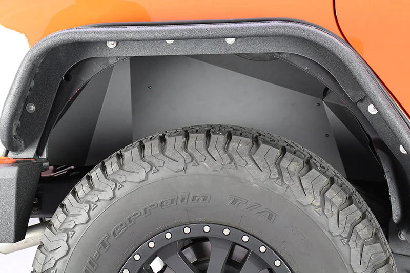 Fishbone Offroad Aluminum Rear Inner Fenders - Black Powdercoat fits 2007-2018 Jeep Wrangler JK - Side View
