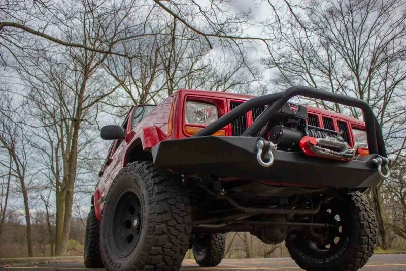 Fishbone Offroad Cherokee XJ Front Winch Bumper W/Grille Guard Bullhead Steel - Blk Txtrd Pwdrcoat - Additional View 6