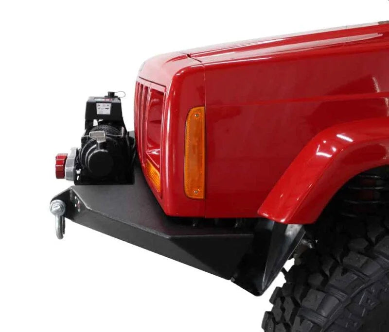 Fishbone Offroad Cherokee XJ Front Winch Bumper W/O Grille Guard Bullhead Steel - Blk Txtrd Pwdrcoat - Side View
