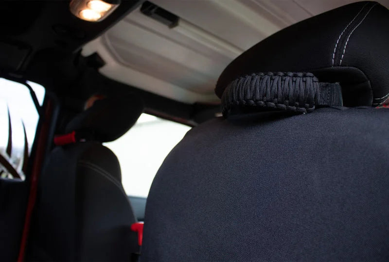 Fishbone Offroad Head Rest Paracord Grab Handles - Black - Back View
