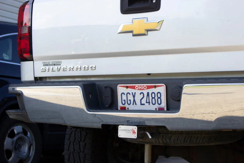 Fishbone Offroad Hitch Cover - 2In Hitch - Black Powdercoated Steel - Installation View