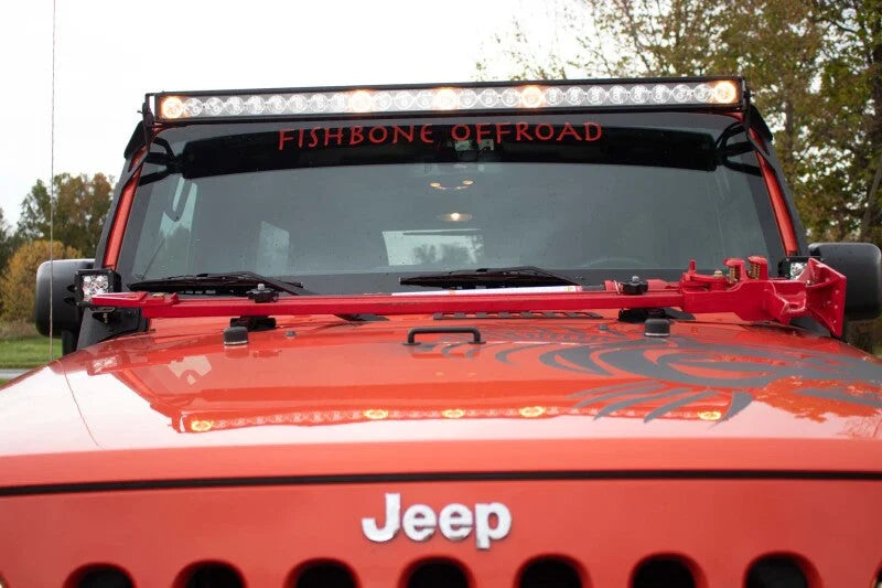 Fishbone Offroad Hood Mounted Hi-Lift Jack Mount JK/JL/JT - Side View