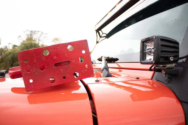 Fishbone Offroad Hood Mounted Hi-Lift Jack Mount JK/JL/JT - Back View