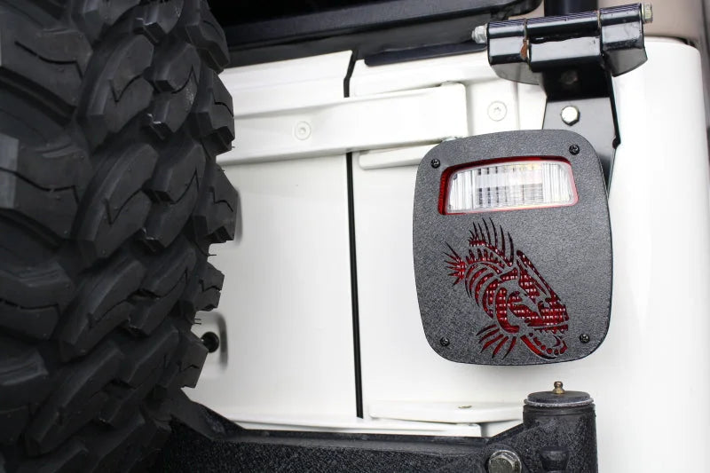 Fishbone Offroad Jeep Wrangler CJ YJ TJ Tail Light Covers - Black Textured Powdercoat - Side View