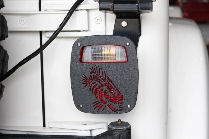 Fishbone Offroad Jeep Wrangler CJ YJ TJ Tail Light Covers - Black Textured Powdercoat - Installation View