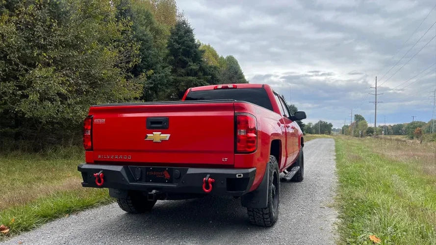 Fishbone Offroad 07-18 Chevrolet Silverado 1500/2500/3500 Double Cab Oval Side Steps -Black Textured - Side View