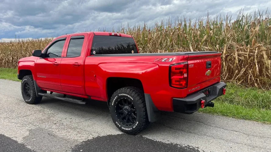 Fishbone Offroad 07-18 Chevrolet Silverado 1500/2500/3500 Double Cab Oval Side Steps -Black Textured - Installation View