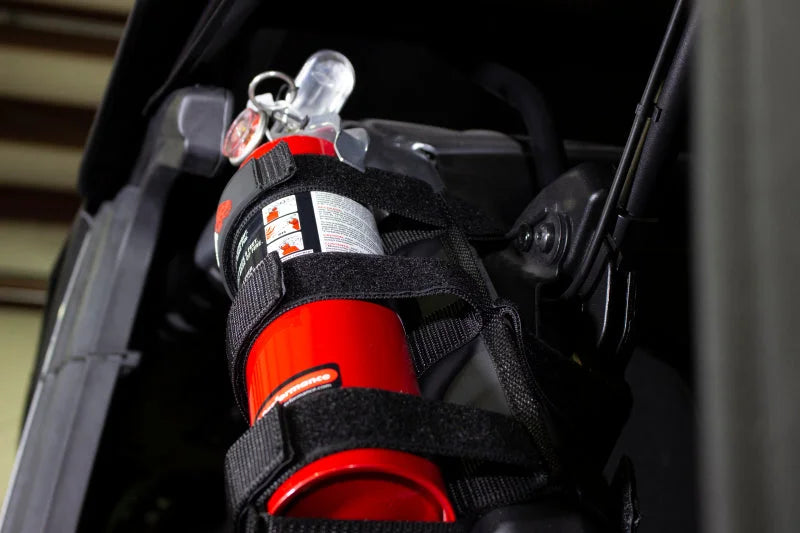 Fishbone Offroad Padded Roll Bar Black Fire Extinguisher Holder - Side View