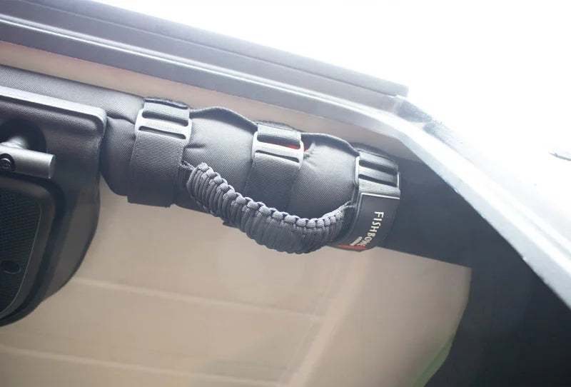 Fishbone Offroad Paracord Grab Handles w/Three Straps - Black - Back View