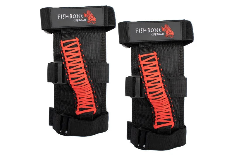Fishbone Offroad Paracord Grab Handles w/Three Straps Red - Main Product View