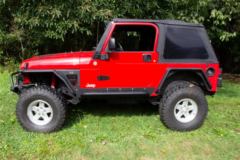 Fishbone Offroad Rock Slider W/Tube Step - Black Powdercoat fits Jeep LJ - Side View