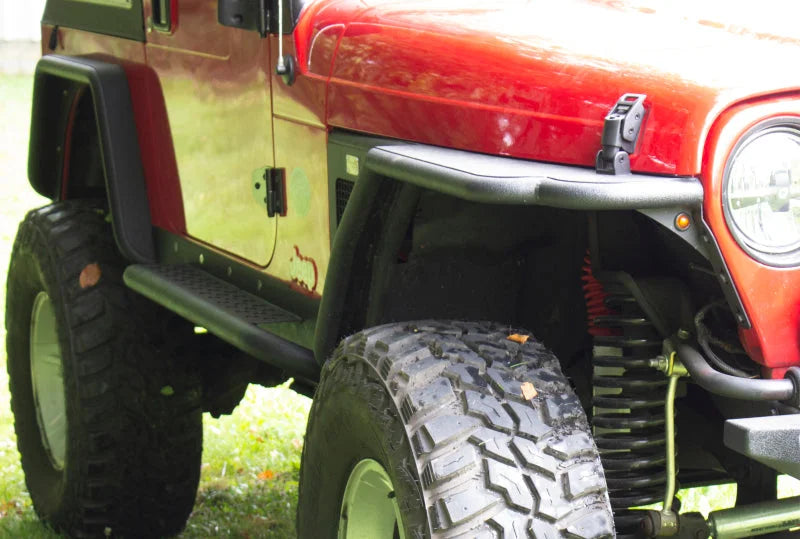 Fishbone Offroad Rock Slider W/Tube Step - Black Powdercoat fits Jeep LJ - Installation View