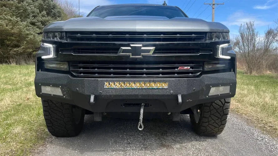 Fishbone Offroad 19-21 Chevrolet Silverado 1500 Rockfish Front Bumper - Black Texture - Side View