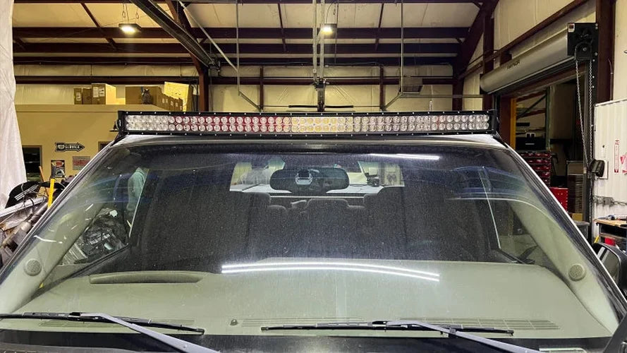Fishbone Offroad 99-06 Chevrolet Silverado/Tahoe/Suburban Roof Mounted 50in Lightbar Bracket - Black - Back View