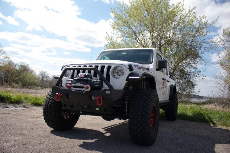 Fishbone Offroad Steel Front Fender Flares - Black fits 2018-2024 Jeep Wrangler JL / JLU - Back View