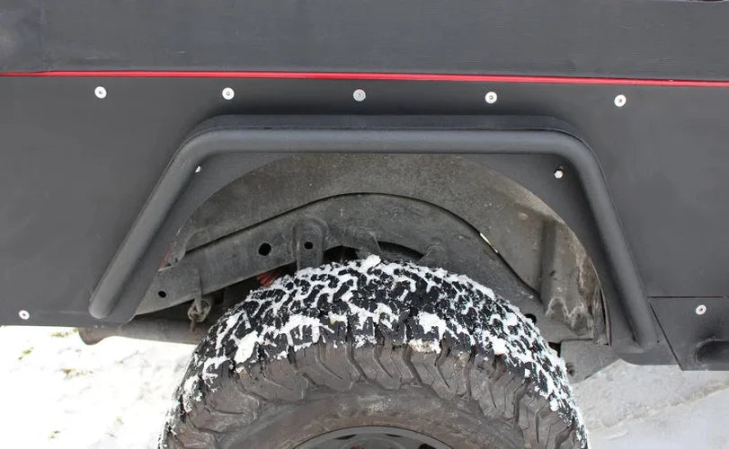 Fishbone Offroad 97-06 Jeep Wrangler TJ Steel Tube Fenders Front 3In Flare - Blk Textured Powdercoat - Additional View 8