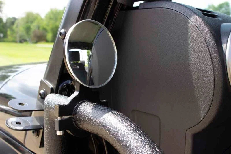 Fishbone Offroad Tube Door Mirror Billet Aluminum - Black Powdercoat - Side View