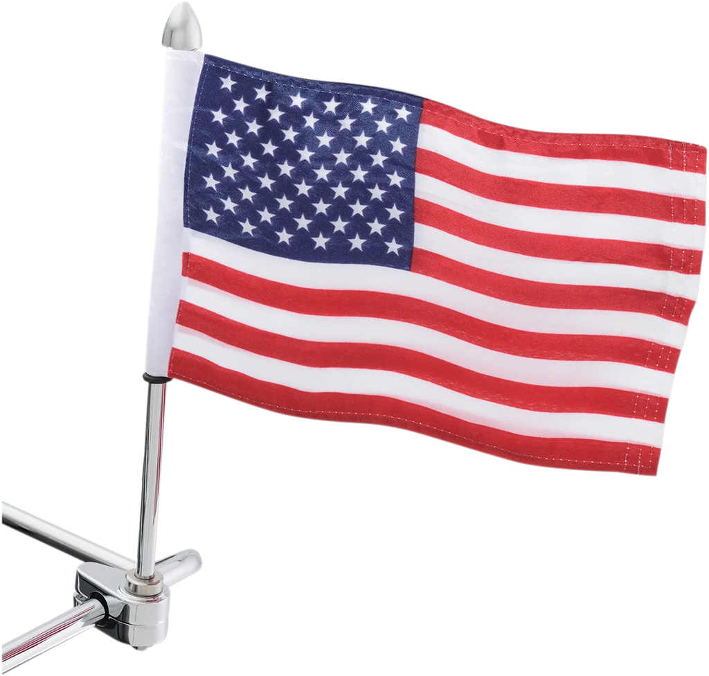 Flag Pole - With Flag - Tubular Mount Show Chrome - Main Product View