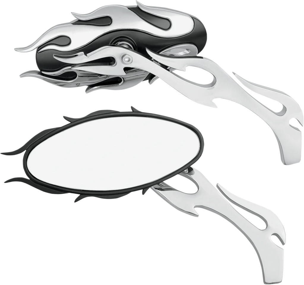 Flame Oval Mirror - Black/Chrome DragSpecialties 76826 - Main Product View