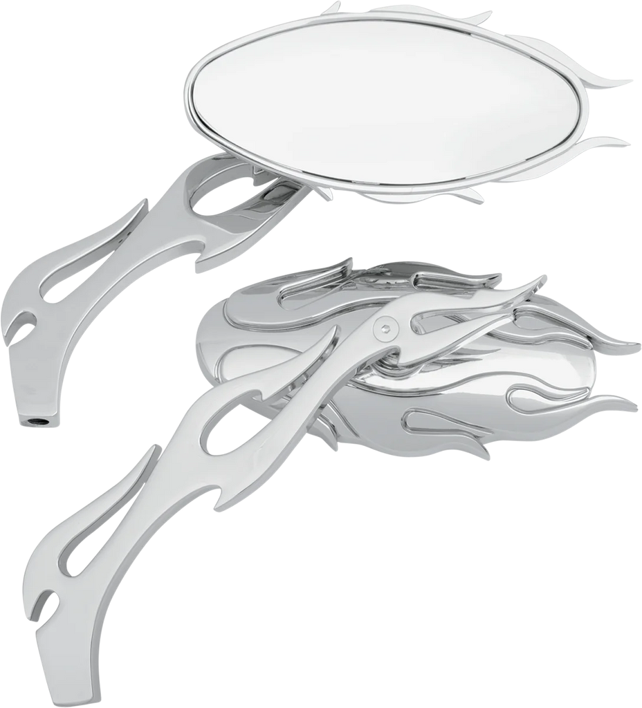 Flame Oval Mirror - Chrome DragSpecialties 76826C - Main Product View