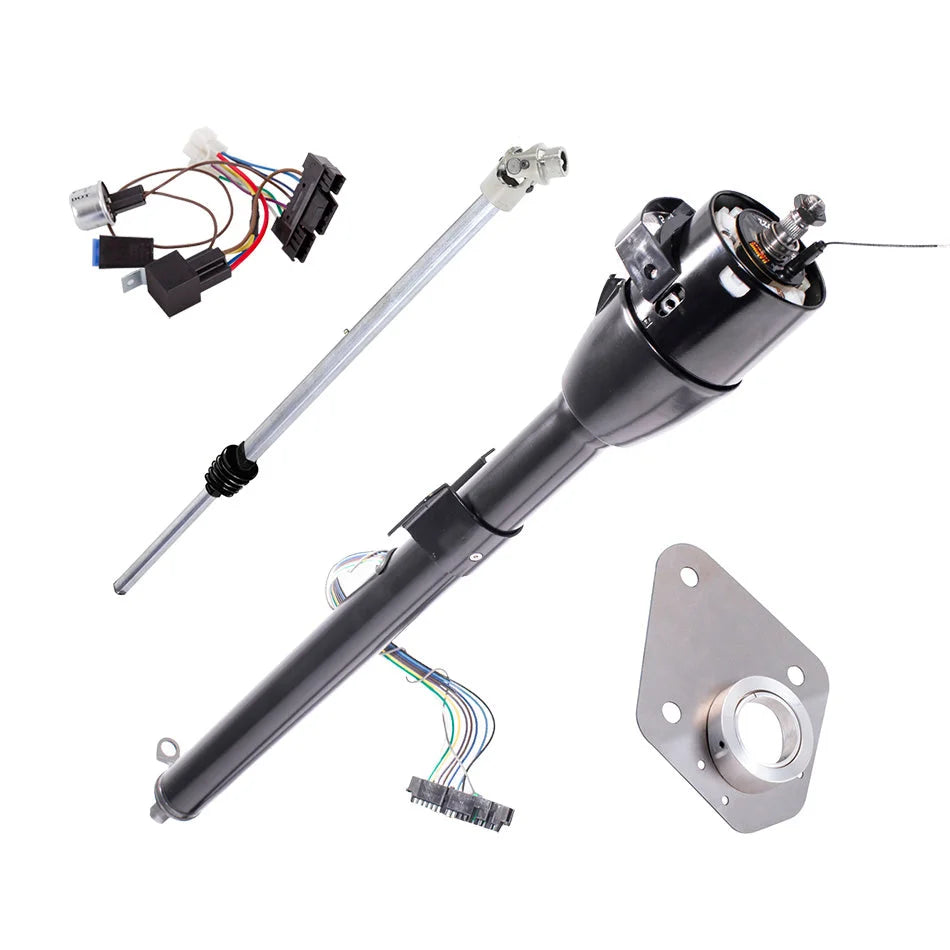 Flaming River 1966-77 BRONCO COLUMN INSTALL KIT - BLACK POWDERCOAT FLOOR SHIFT COLUMN