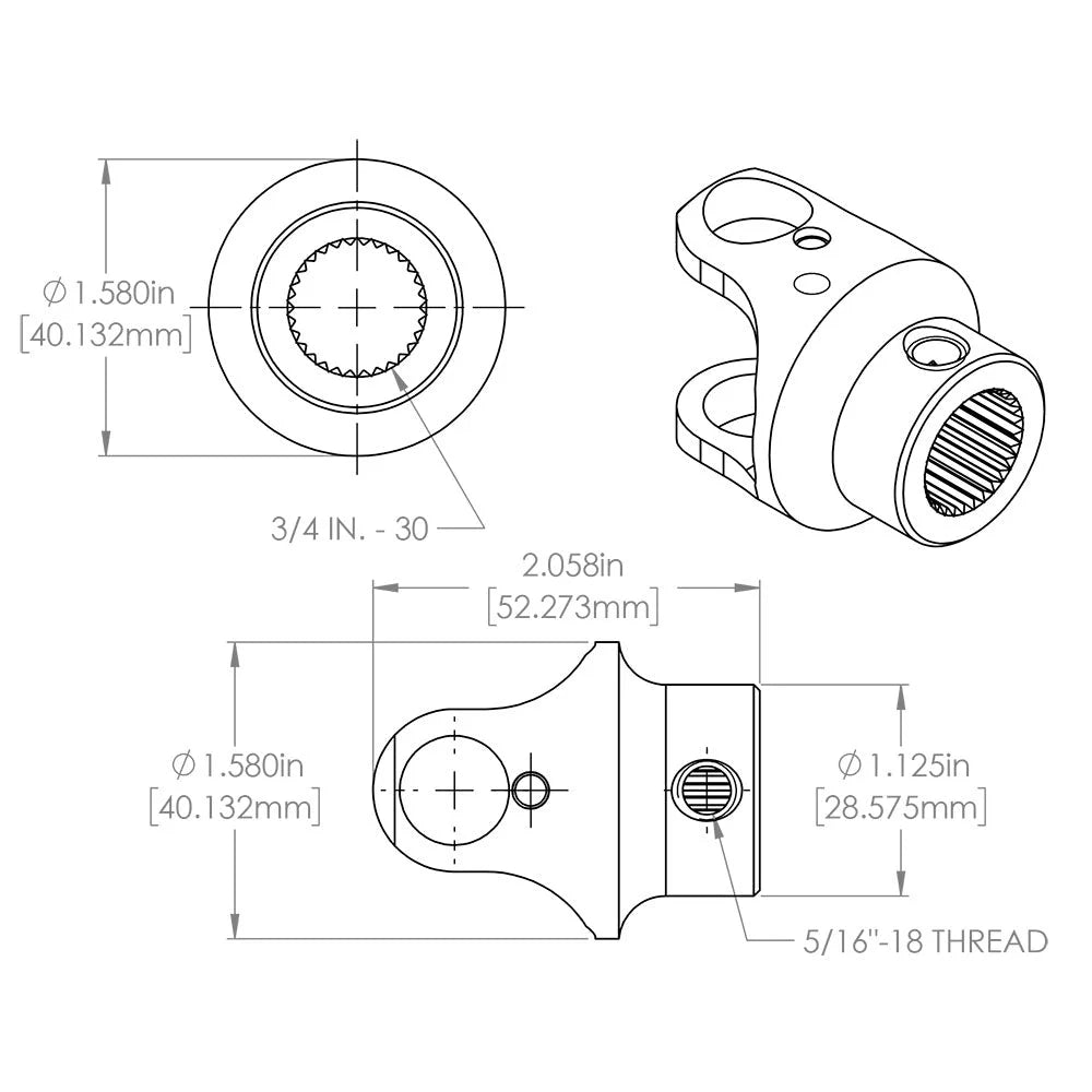Flaming River 3/4" DD X 3/4"-30 UNIVERSAL BILLET-JOINT - Additional View 8