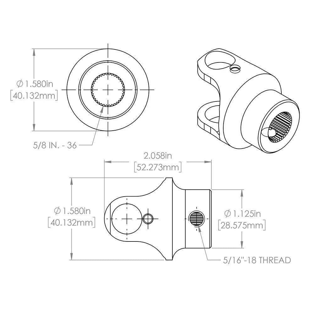 Flaming River 3/4" SMOOTH X 5/8"-36 UNIVERSAL BILLET-JOINT - Additional View 8