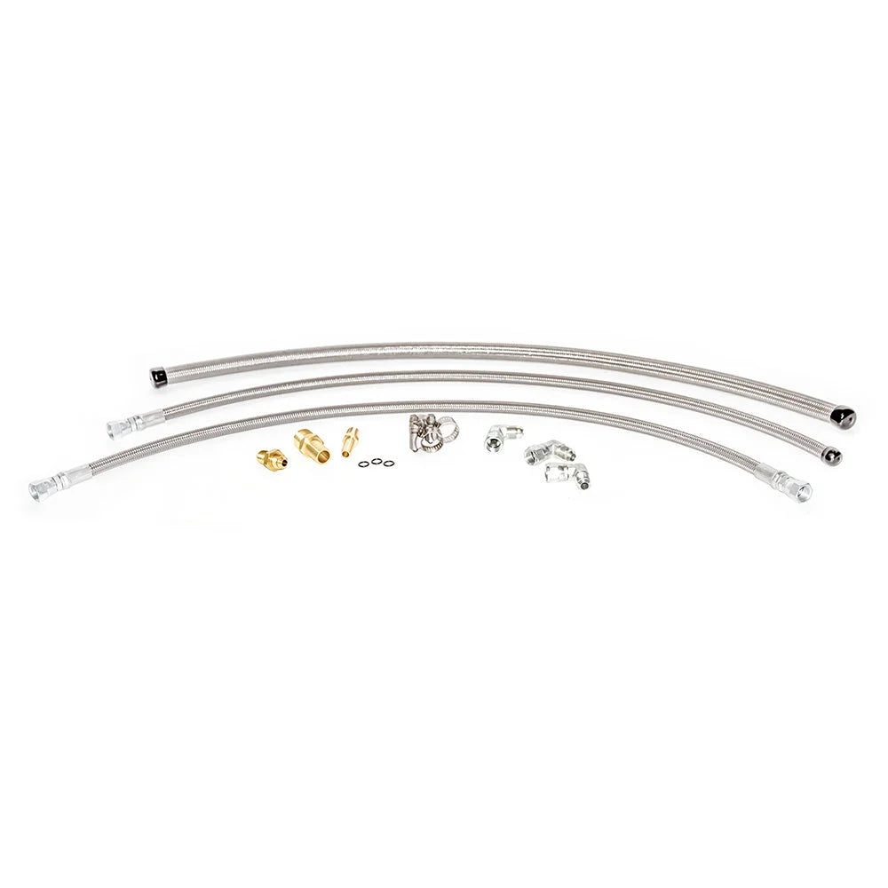 Flaming River STAINLESS BRAIDED HOSE KIT - REMOTE RESERVOIR (GM-STYLE FITS FR POWER RACK) - Kit Contents