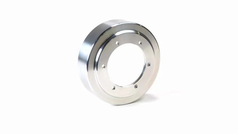 Fleece Performance 13-18 Dodge 2500/3500 Cummins Fan Drive Pulley (Bare Aluminum Finish) - Side View