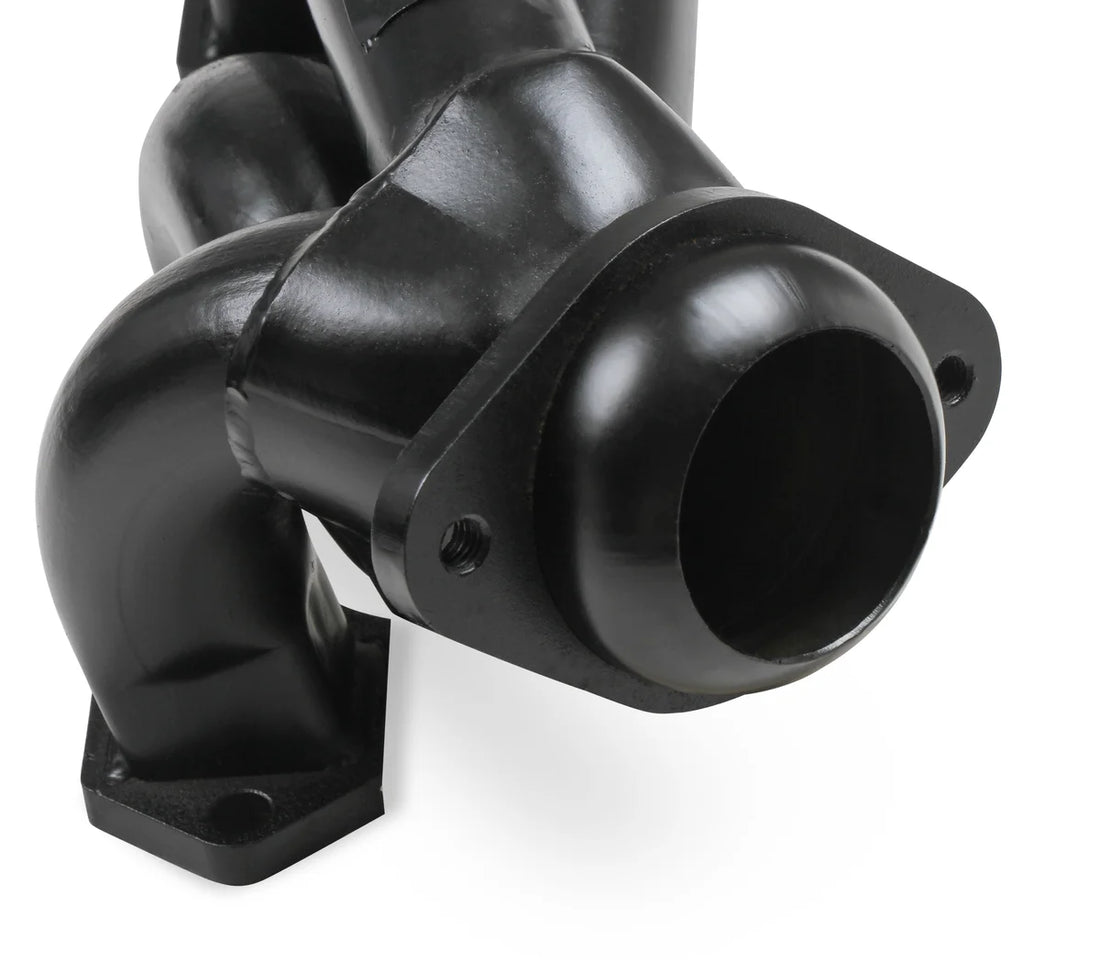 FlowTech 1979-1993 Mustang 5.0L 1-3/4" 409SS Shorty Header - Black Painted Finish - Side View